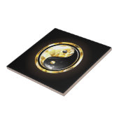 Gold Yin Yang auf schwarz Fliese (Seite)