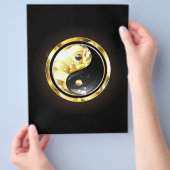 Gold Yin Yang auf schwarz Flyer (Hand)