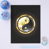 Gold Yin Yang auf schwarz Flyer (Einzeln)