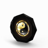 Gold Yin Yang auf schwarz Fotoblock (Rechts)