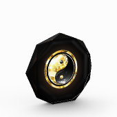 Gold Yin Yang auf schwarz Fotoblock (Links)
