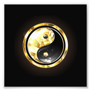 Gold Yin Yang auf schwarz Fotodruck