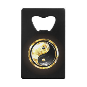 Gold Yin Yang auf schwarz Geldbeutel Flaschenöffner