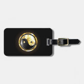 Gold Yin Yang auf schwarz Gepäckanhänger (Vorderseite horizontal)