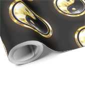 Gold Yin Yang auf schwarz Geschenkpapier (Rolleneckpunkt)