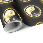 Gold Yin Yang auf schwarz Geschenkpapier (Rolleneckpunkt)