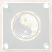 Gold Yin Yang auf schwarz Glasuntersetzer (Rückseite)