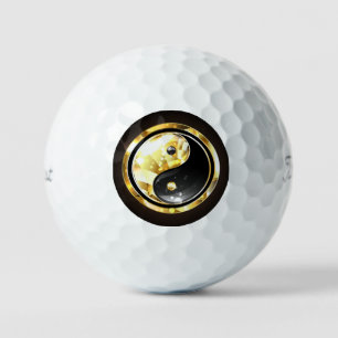 Gold Yin Yang auf schwarz Golfball