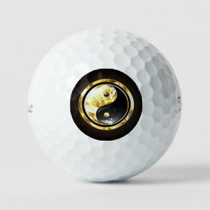 Gold Yin Yang auf schwarz Golfball