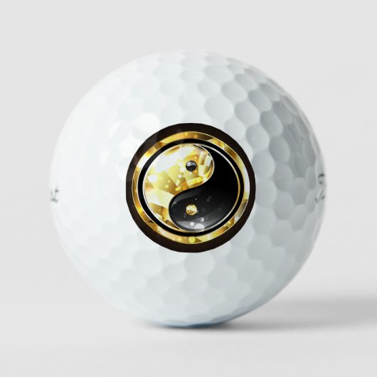 Gold Yin Yang auf schwarz Golfball (Vorderseite)