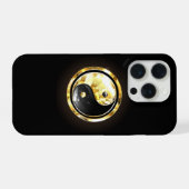 Gold Yin Yang auf schwarz iPhone Hülle (Rückseite (Horizontal))
