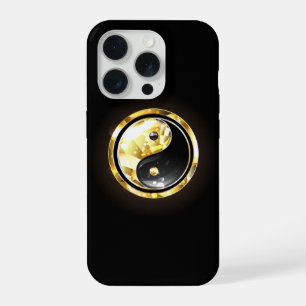 Gold Yin Yang auf Schwarz iPhone 15 Pro Hülle