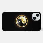Gold Yin Yang auf schwarz iPhone Hülle (Rückseite (Horizontal))