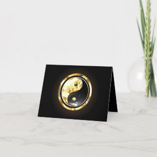 Gold Yin Yang auf schwarz Karte