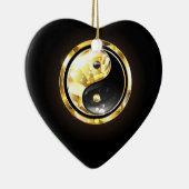 Gold Yin Yang auf schwarz Keramik Ornament (Rechts)