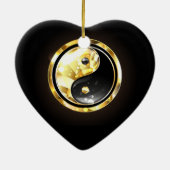 Gold Yin Yang auf schwarz Keramik Ornament (Hinten)