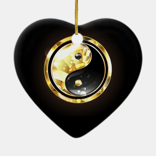 Gold Yin Yang auf schwarz Keramik Ornament (Hinten)