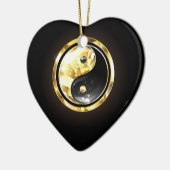 Gold Yin Yang auf schwarz Keramik Ornament (Links)