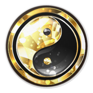 Gold Yin Yang auf schwarz Keramikknauf