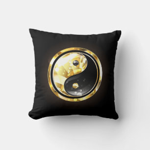 Gold Yin Yang auf schwarz Kissen