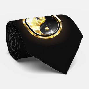 Gold Yin Yang auf schwarz Krawatte