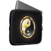 Gold Yin Yang auf schwarz Laptopschutzhülle (Vorne Rechts)