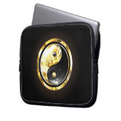 Gold Yin Yang auf schwarz Laptopschutzhülle (Vorderseite Links)