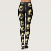 Gold Yin Yang auf schwarz Leggings (Rückseite)