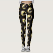 Gold Yin Yang auf schwarz Leggings (Vorderseite)