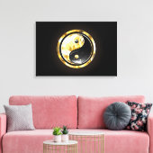 Gold Yin Yang auf schwarz Leinwanddruck (Insitu (Wohnzimmer))