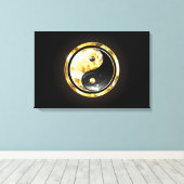 Gold Yin Yang auf schwarz Leinwanddruck (Insitu (Holzboden))