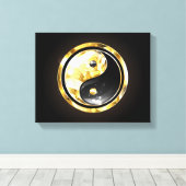 Gold Yin Yang auf schwarz Leinwanddruck (Insitu (Holzboden))