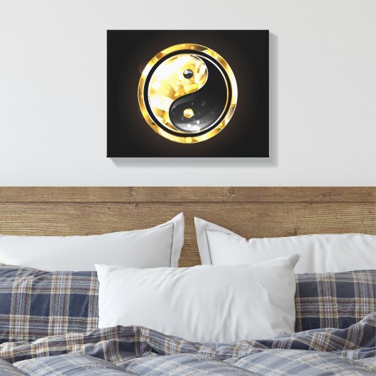 Gold Yin Yang auf schwarz Leinwanddruck (Insitu (Schlafzimmer))