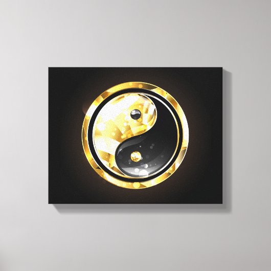 Gold Yin Yang auf schwarz Leinwanddruck (Vorderseite)