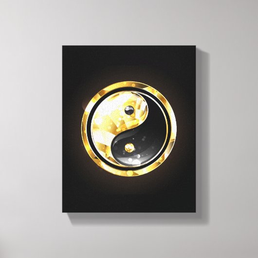 Gold Yin Yang auf schwarz Leinwanddruck (Vorderseite)