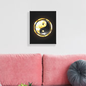Gold Yin Yang auf schwarz Leinwanddruck (Insitu (Wohnzimmer))