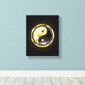 Gold Yin Yang auf schwarz Leinwanddruck (Insitu (Holzboden))
