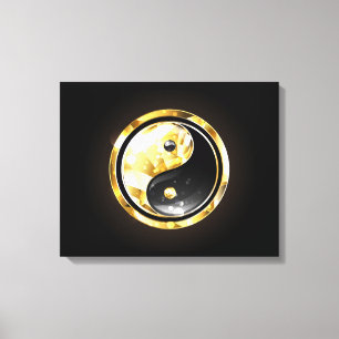 Gold Yin Yang auf Schwarz Leinwanddruck