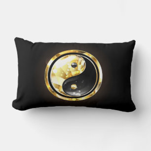 Gold Yin Yang auf schwarz Lendenkissen