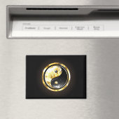 Gold Yin Yang auf schwarz Magnet (In Situ (Geschirrspüler))