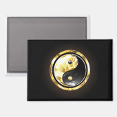 Gold Yin Yang auf schwarz Magnet (Vorderseite/Rückseite)