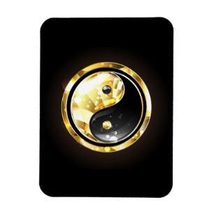 Gold Yin Yang auf schwarz Magnet