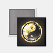 Gold Yin Yang auf schwarz Magnet (Vorderseite/Rückseite)