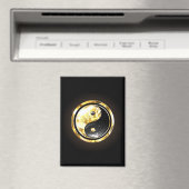 Gold Yin Yang auf schwarz Magnet (In Situ (Geschirrspüler))