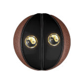 Gold Yin Yang auf schwarz Mini Basketball (Vertikal)