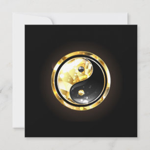 Gold Yin Yang auf schwarz Mitteilungskarte