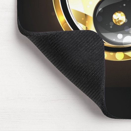 Gold Yin Yang auf schwarz Mousepad (Ecke)