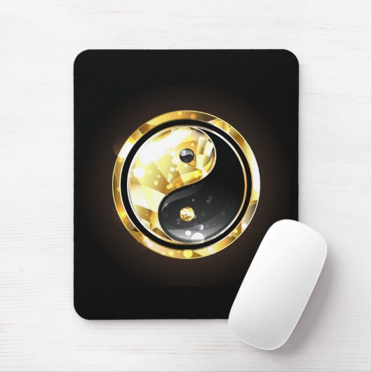 Gold Yin Yang auf schwarz Mousepad (Mit Mouse)