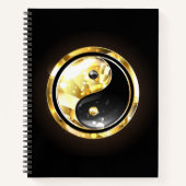 Gold Yin Yang auf schwarz Notizblock (Vorderseite)