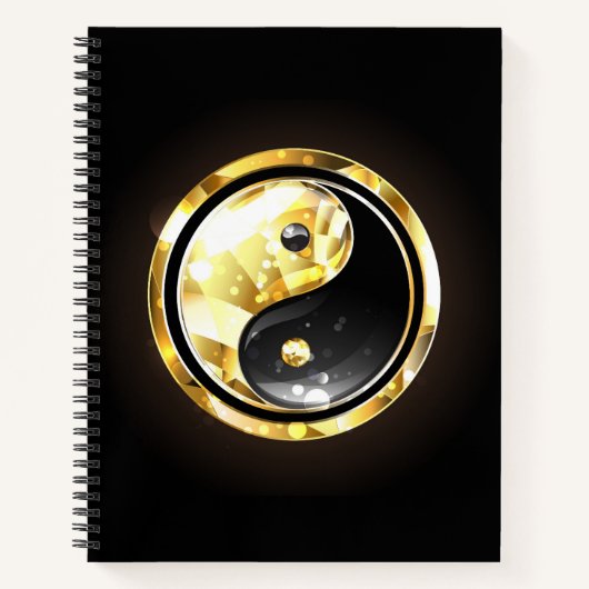 Gold Yin Yang auf schwarz Notizblock (Vorderseite)